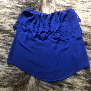 Sis Sis Strapless Flowy Top Royal Blue Sz Medium